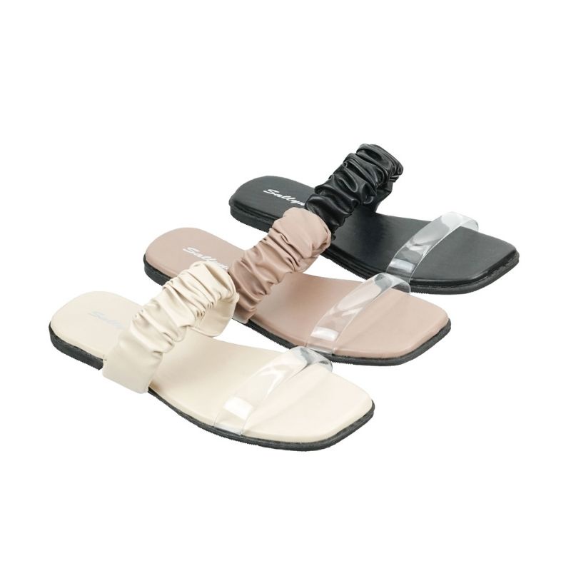 Sandal Fllat Kerut Mika Transparant Wanita (BTR)