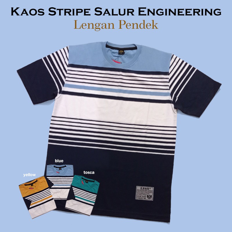 Liso wear - Kaos Kerah Bulat Pria Distro Stripe Lengan Pendek | Kaos Salur Belang-belang Garis