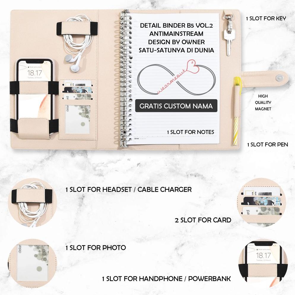 

BISA COD WEARMEOUT BINDER ANTIMAINSTREAM B5 GRATIS CUSTOM 8 HURUF / BINDER KULIT / BUKU BINDER / AGENDA