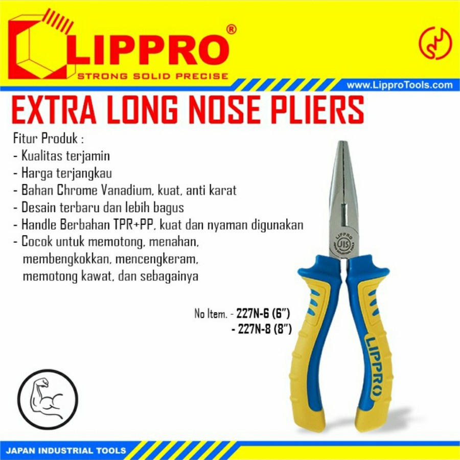 LIPPRO TANG LANCIP 6&quot; LONG NOSE PLIERS LIPRO 6 INCHI HEAVY DUTY