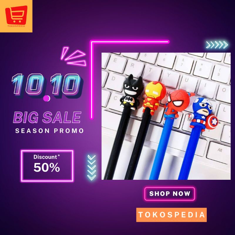 

TOKOSPEDIA - Pena Superhero /Pulpen Gel Karakter Superhero / Pen Superhero Alat Tulis