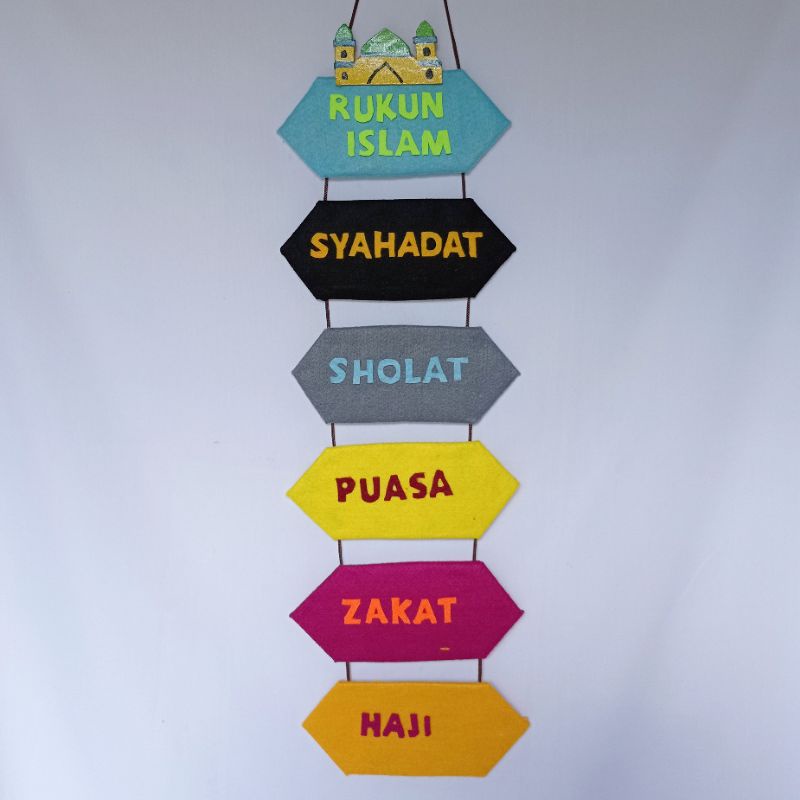 Hiasan Dinding 5 S , Rukun Iman, Rukun Islam dari Kain flanel Murah