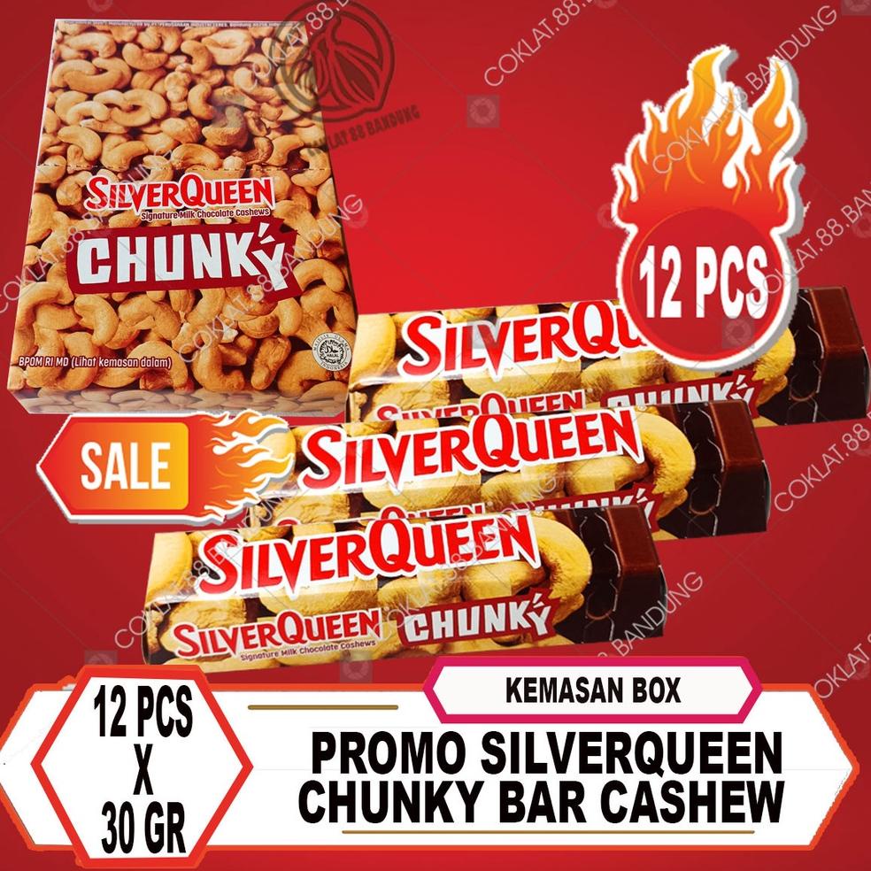 

Terbaru.. Coklat SIlverQueen Chunky Bar 30gr X 12 pcs Jar Toples, Cokelat SIlver Queen Chungky Bar 30 gr Isi 12pcs Box Almond Cashew 30 gram X 12 Batang VGE