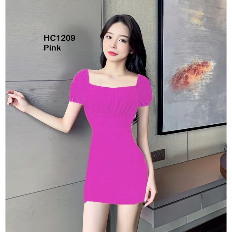 HC1209 Mini Dress Jersey Kulit Jeruk Pita Belakang No Cup Bra / Dress Pendek Jersey