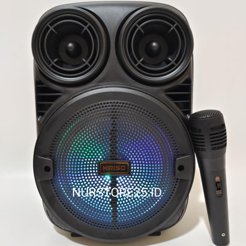 Terjangkau - Speaker Bluetooth Kimiso Kms-3381/Mkc-338 2000W 6'5 Inch Bonus Microphone Kabel Karaoke