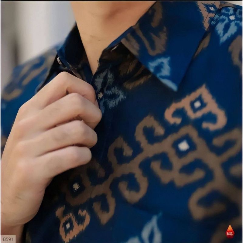 Batik Tsabita Couple Sweet Hem Baju Batik Ayah dan Anak Cowok Batik Navy