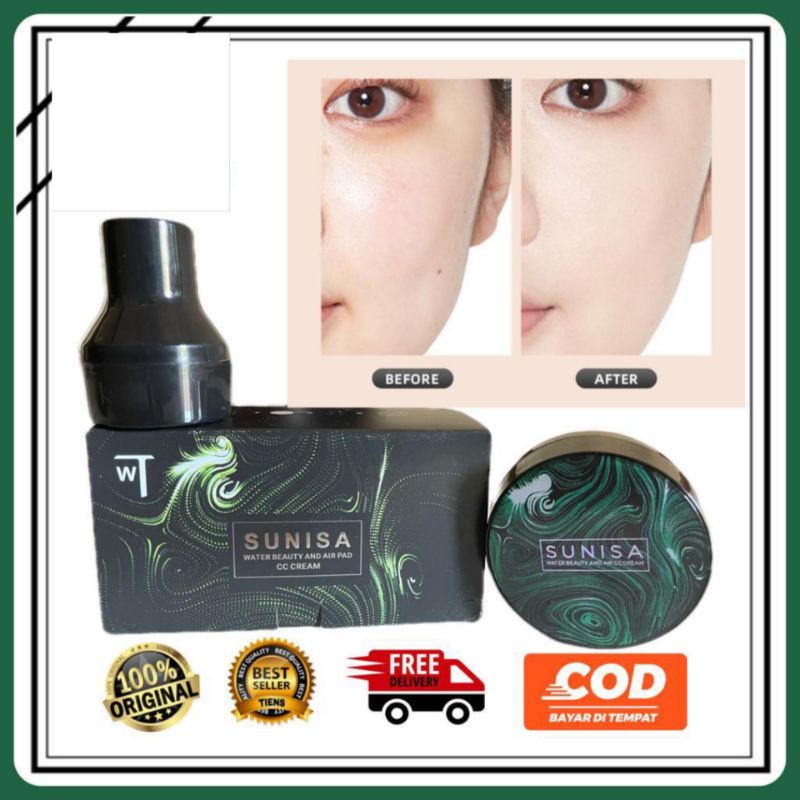 ( 100% ORIGINAL ) BEDAK SUNISA CUSHION WATERPROOF BEDAK ANTI AIR MUSHROOM HEAD AIR CC CREAM BPOM BEDAK PADAT TABUR ASLI COD IVORY WHITE NATURAL TERMURAH