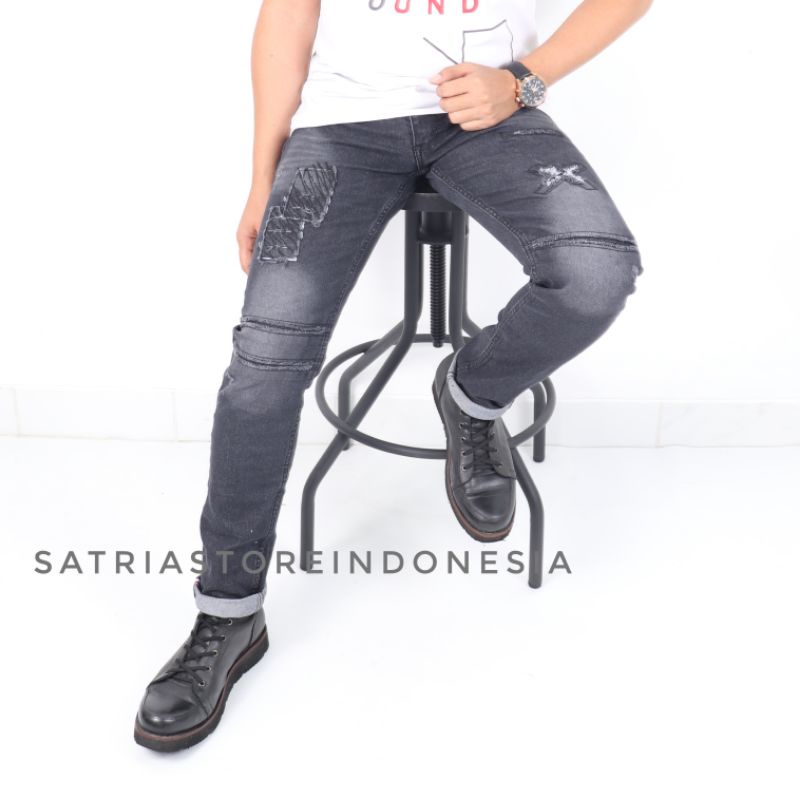 Celana jeans Celana skinny pria Celana ripped Celana panjang cowok ripped jeans