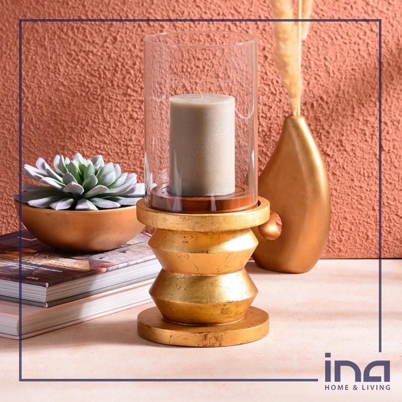 INAH&amp;L - Tempat Lilin Emas Gold Candle Holder Large (Isi 1)