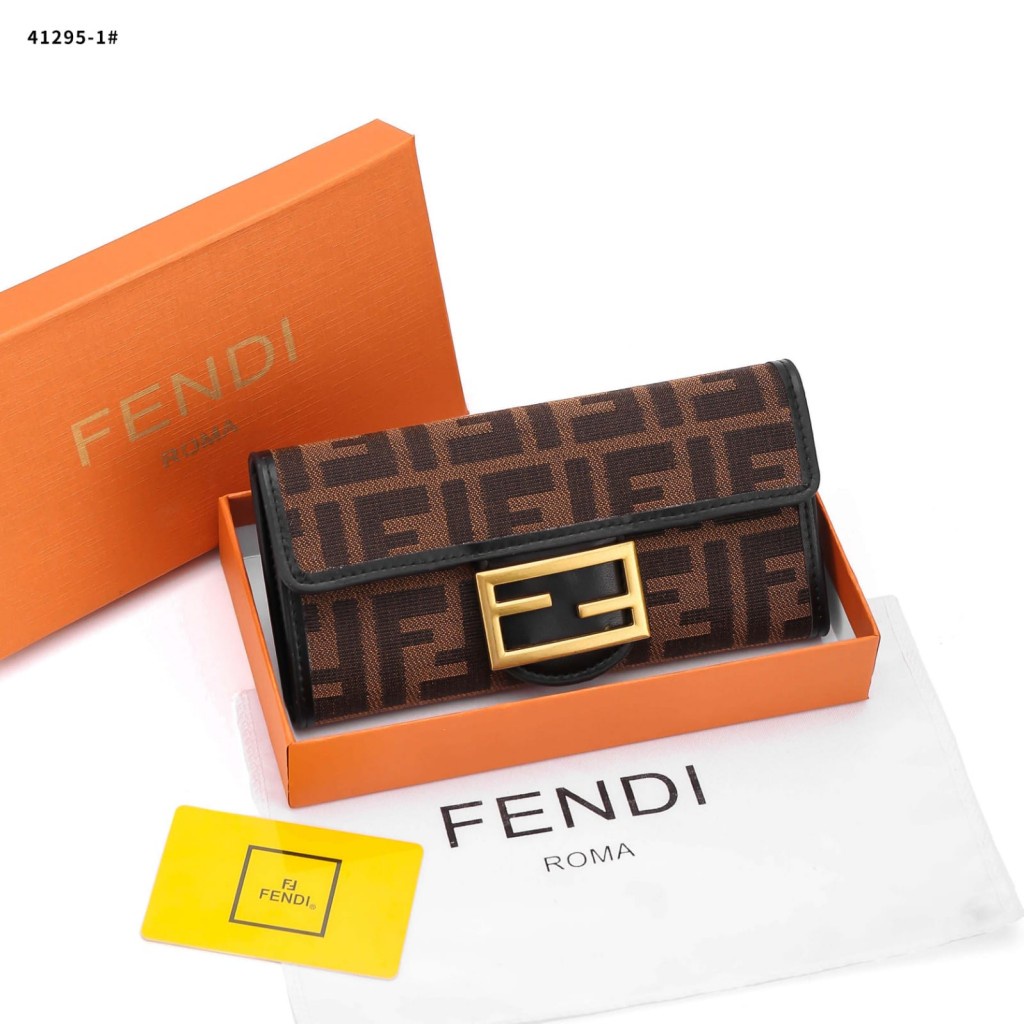 Fendi Zucca Long Wallet Canvas Gold Hardware 41295-1#