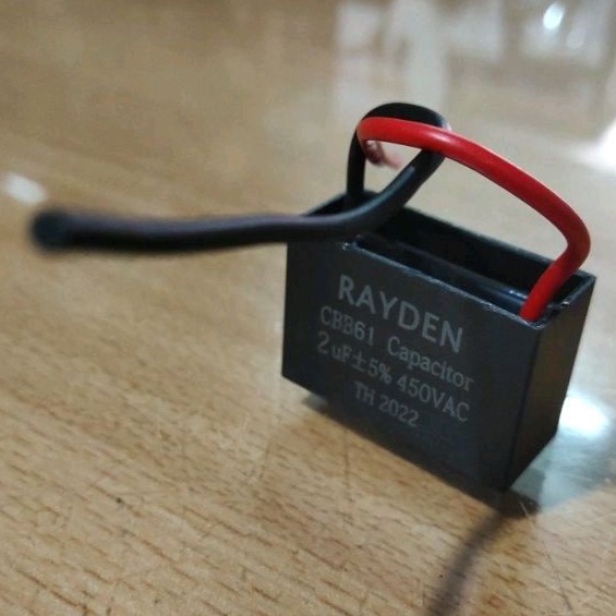 HEAVY DUTY ☑️ 1 PCs Kondensor Starting Kotak Kabel RAYDEN ✓ 2 uF MFD ✓ ± 5 % ✓ 450 V VAC | Electroly