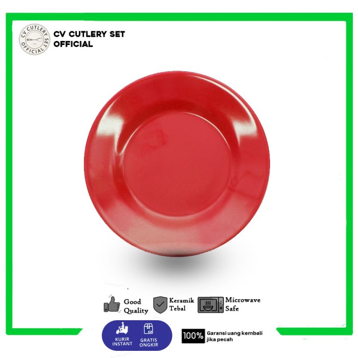 Melamine Piring Ceper Melamin 8" inch Merah G2180 Dapur Piring Makan