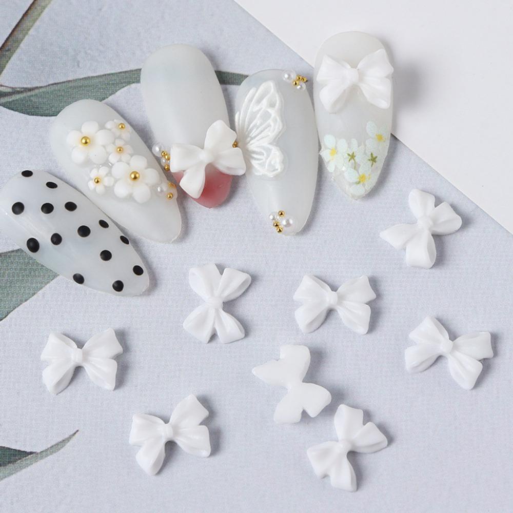 AUGUSTINA Agustinina Bow Nail Dekorasi Fashion Jepang Resin Warna Solid Hiasan Kuku 3D Nail Jewelry