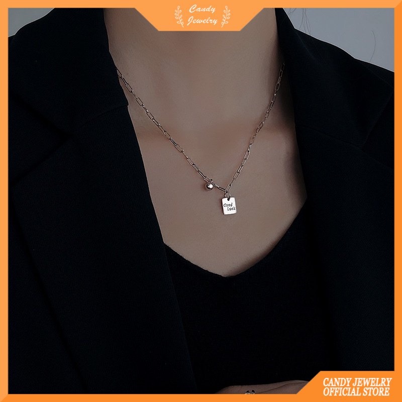 Candy Jewelry Fashion Retro Copper Necklace Lucky Necklaces Geometric Square Punk Hip Hop Clavicle Chain for Women