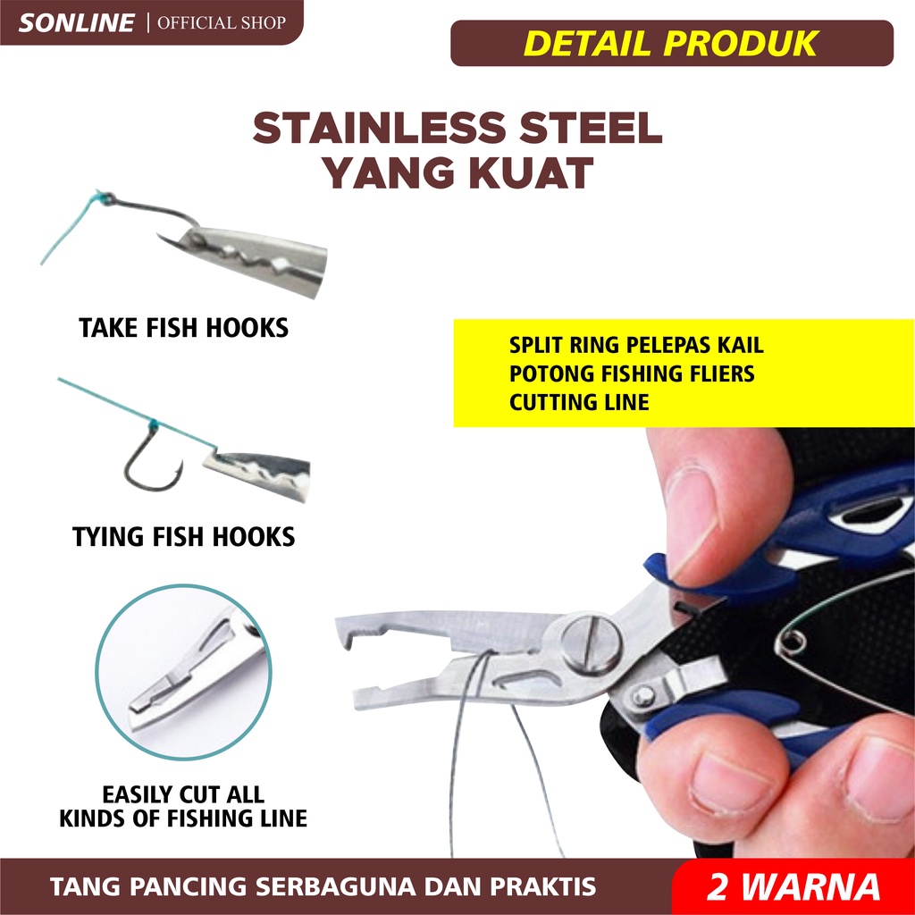 SONLINE Tang Gunting Kail Pancing Stainless Steel Fishing Hook Remover 2 Color 12cm Bahan Stainless-6