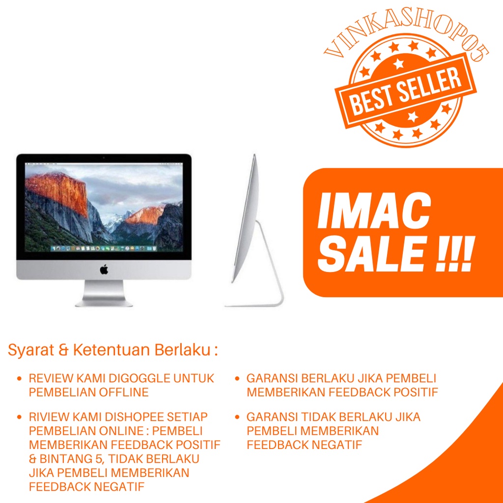 PROMO iMac Slim 21 inch Late 2015 Core i5 2.8GHz Ram 8 GB Hdd 1 TB