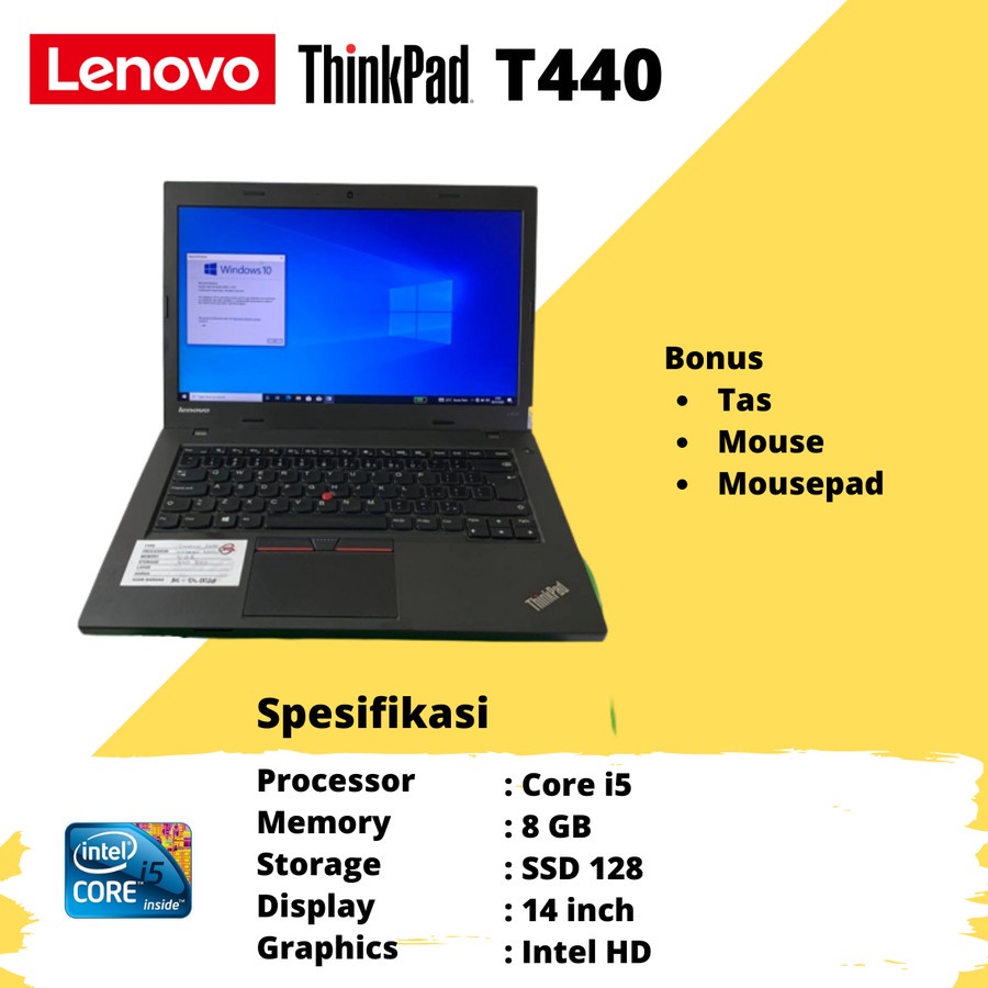 Laptop core i5 Lenovo Thinkpad T440s Ram 8gb SSD 128gb