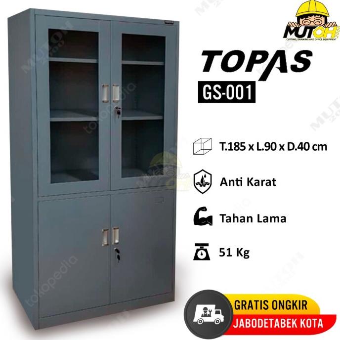 

TERBARU LEMARI ARSIP LEMARI BESI FILLING CABINET 2 KACA 2 BESI TOPAS GS-001 STOK TERBATAS