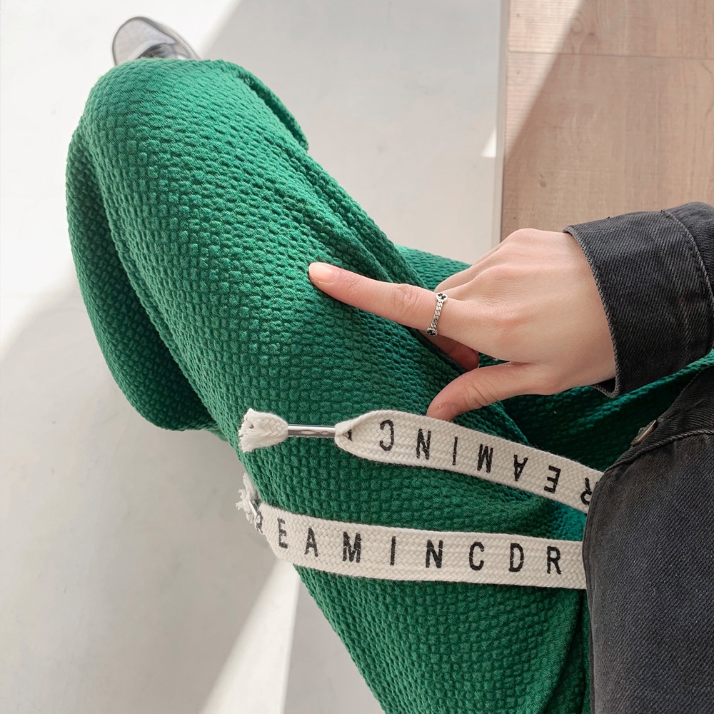 yikoo-Celana panjang casual korea high waist pants fashion wanita （Dengan kantong）