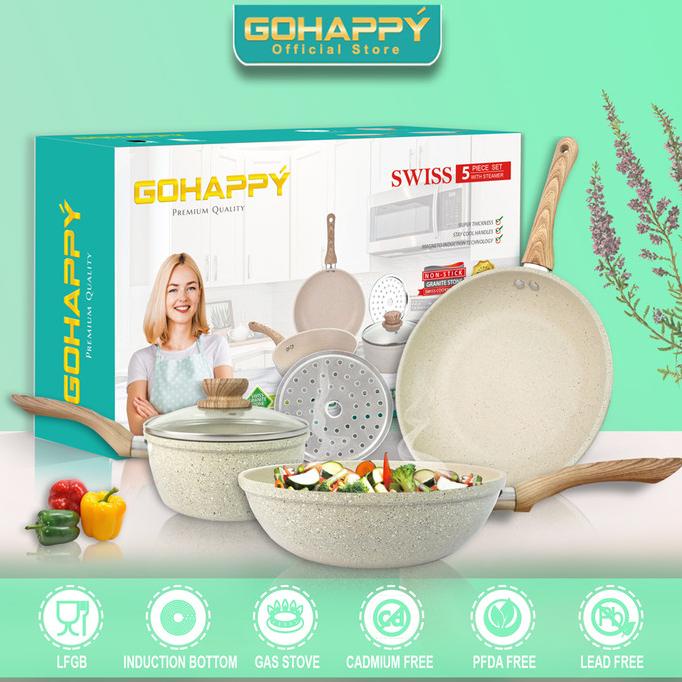 Panci set Granite Swiss Wok Frying Milk Pan 5 PC silahkan di pesan