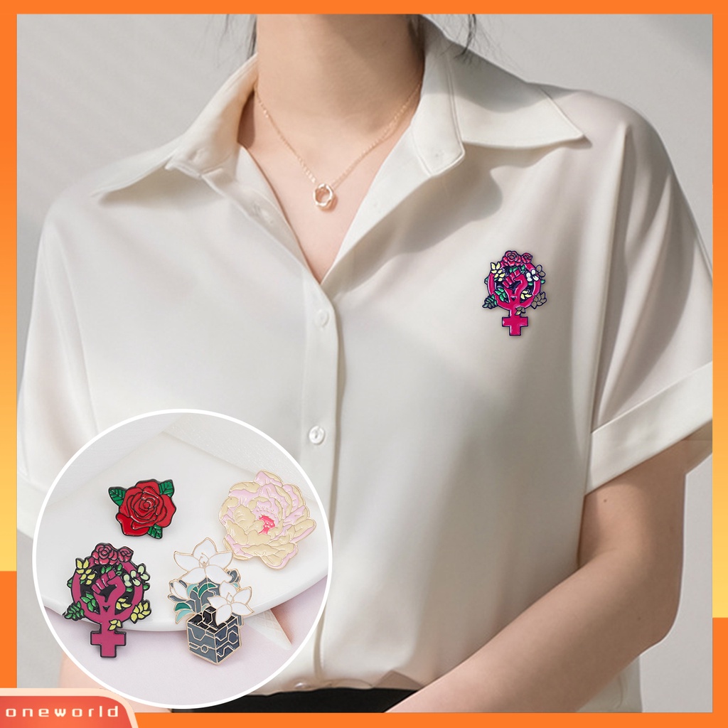 [WONE] Ladies Bros Mawar Mengenang Perhiasan Kartun Dicat Bros Lencana Feminisme Perhiasan Hadiah