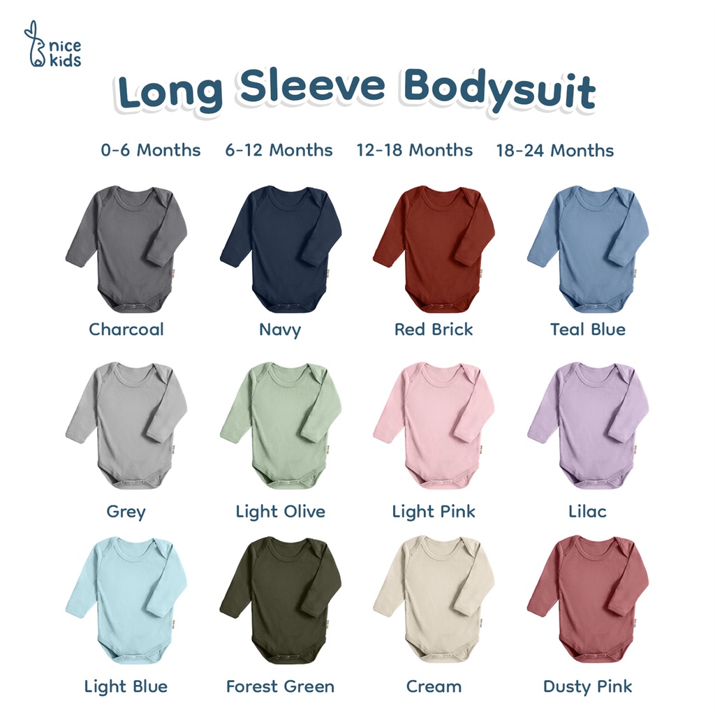 Nice Kids - Long Sleeve Baby Bodysuit Romper Lengan Panjang Anak Bayi