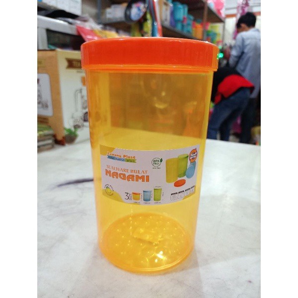 Toples Jajan Ukuran L Nagami 6508 Toples Nagami 1500 ml / Sealware Plastik Bulat Warna