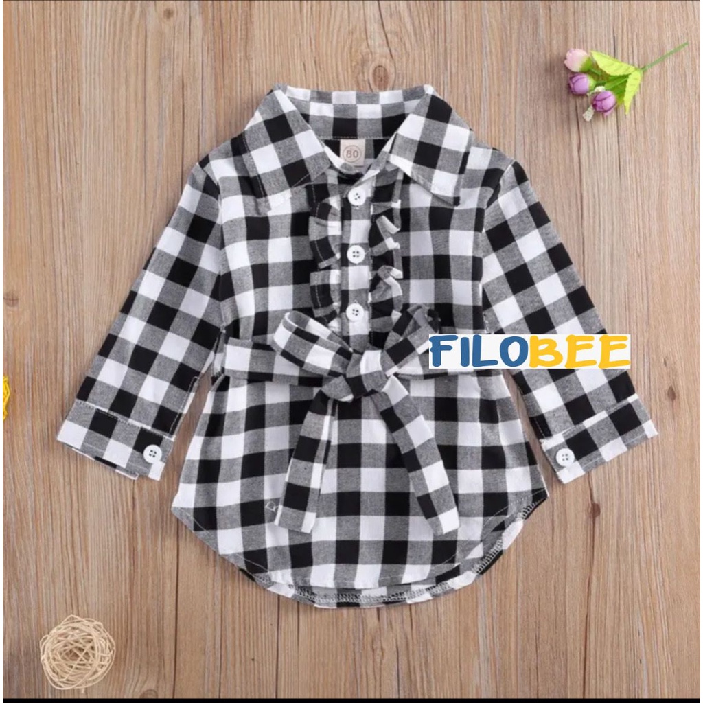 DRESS ANAK/DRESS ANAK KOTAK KOTAK/DRESS ANAK LENGAN PANJANG/KERAH/TUNIK ANAK/BISA COD