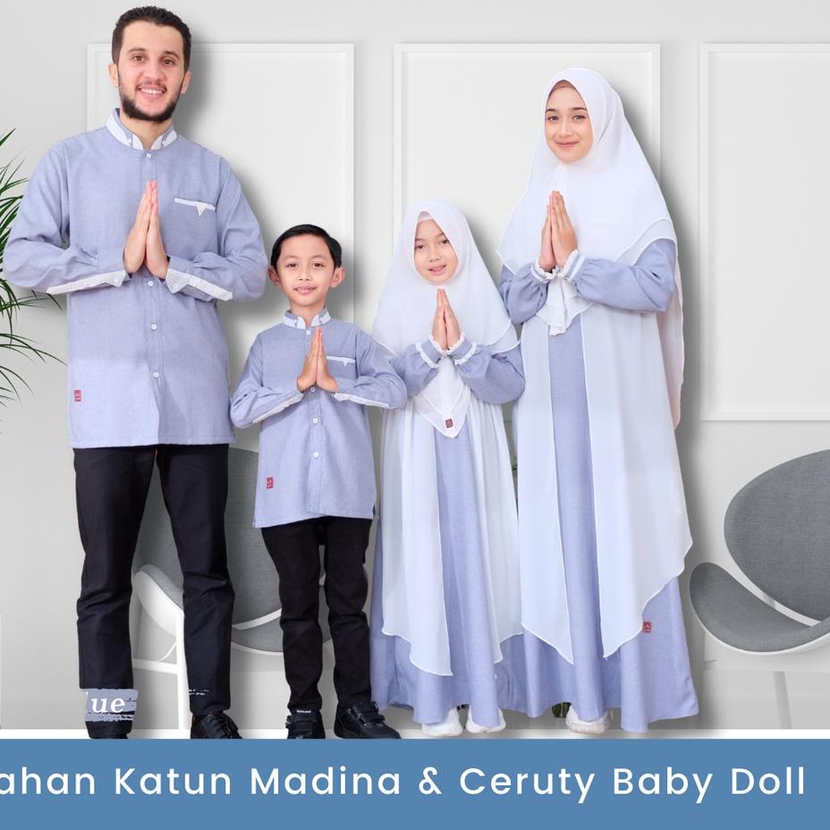 Terkini Sarimbit Keluarga Muslim Baju Lebaran Keluarga Baju Couple Keluarga Lebaran Gamis Wanita Warna Sky Blue Biru
