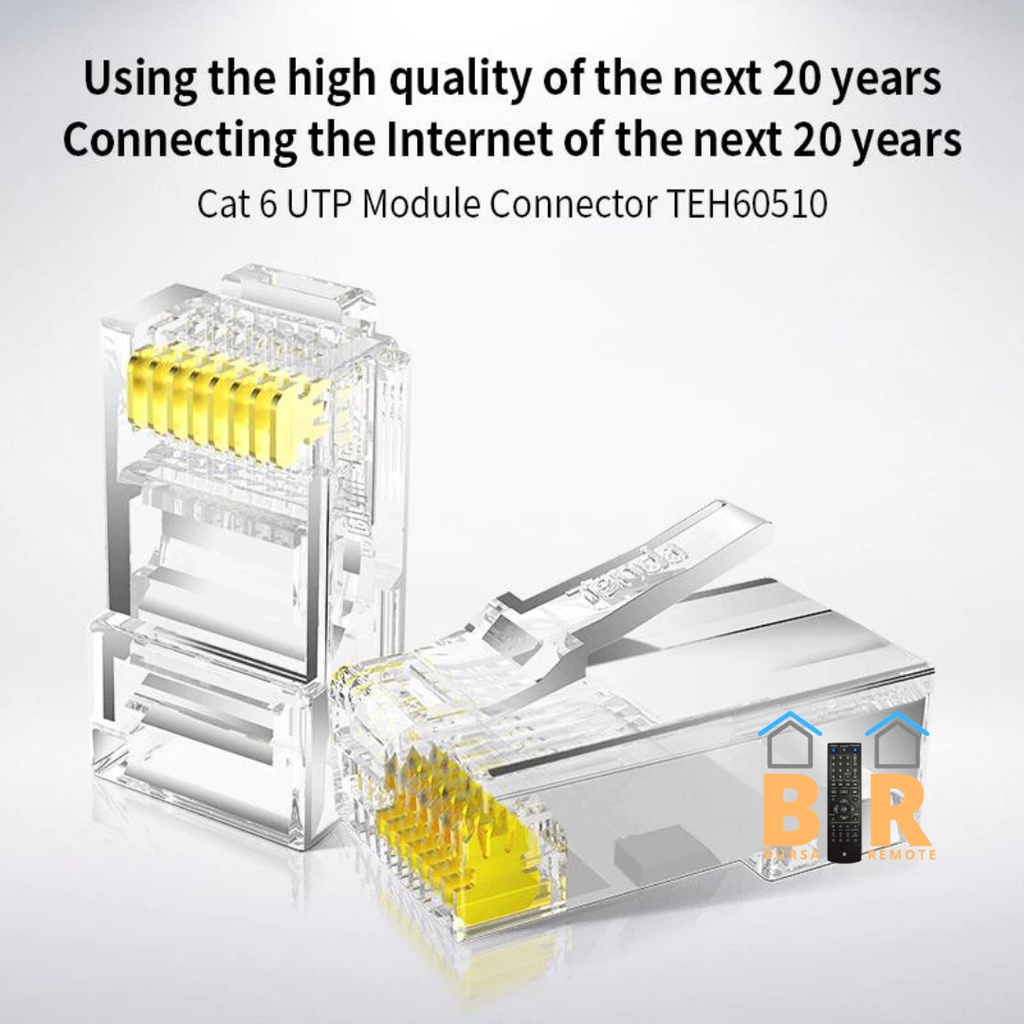 Connector Socket Jack RJ45 Kabel Utp Tenda RJ45 Lan Konektor Penghubung Ethernet Kabel UTP