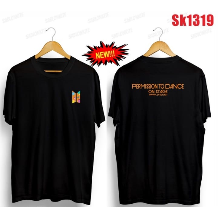 (SK1319) BAJU KAOS BTS PERMISSION TO DANCE LOGO BTS DEPAN