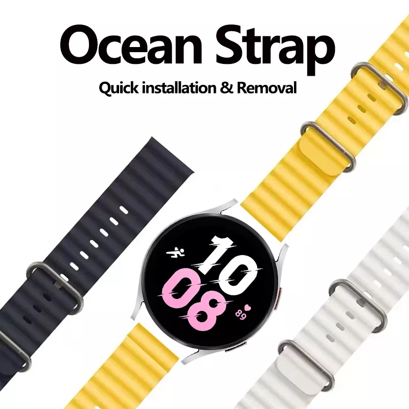 OCEAN Silicone sport Tali Jam 20mm 22mm Strap Samsung Galaxy watch 46mm 42mm gAlaxy watch 3 4 5 pro 40mm 41mm 44mm 45mm Gear S2 Gear s3 sport