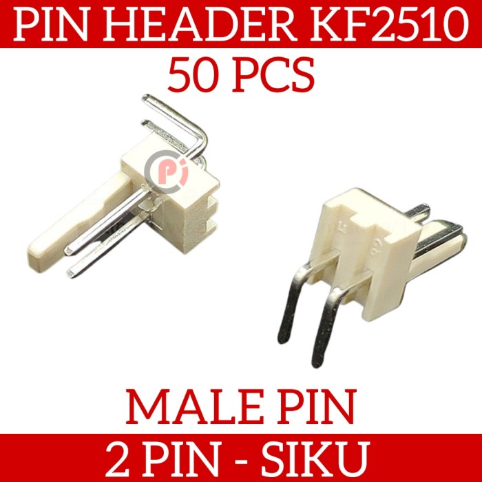 Isi 50 Pcs Konektor Pin Header Male KF2510 2 Pin 2P Siku Right Angle