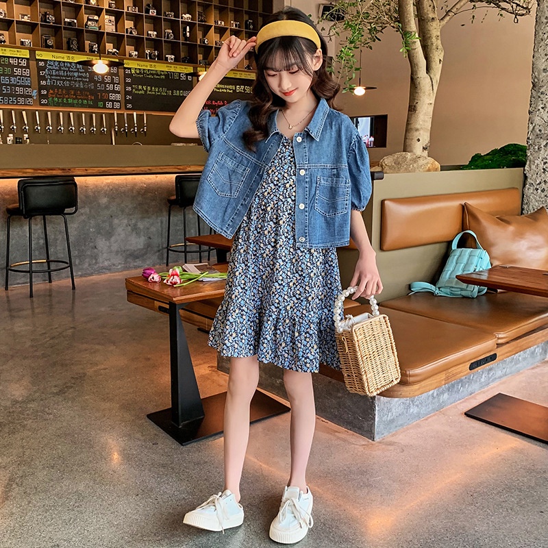 littleaaroon DRESS JOANNE VEST EBV Baju dress Setelan Jaket Anak Perempuan Import Berkualitas