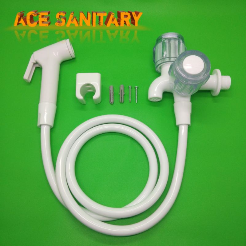 Jual Termurah Jet Shower Paket Kran Cabang Putih/Jet Washer Komplit