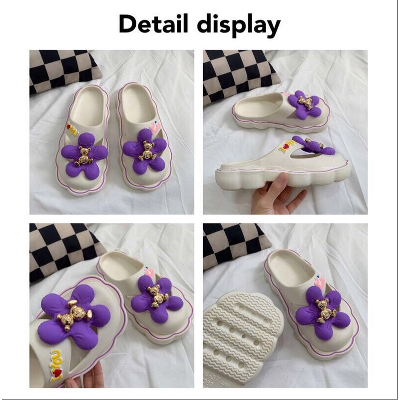 SHOEGALLERY TG1648 Sandal Import Slip On Bunga Bear Sandal Empuk