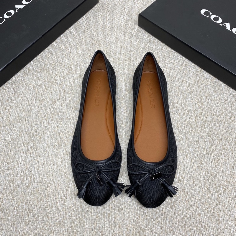 Coach Flatshoes Signature Canvas Black Navy