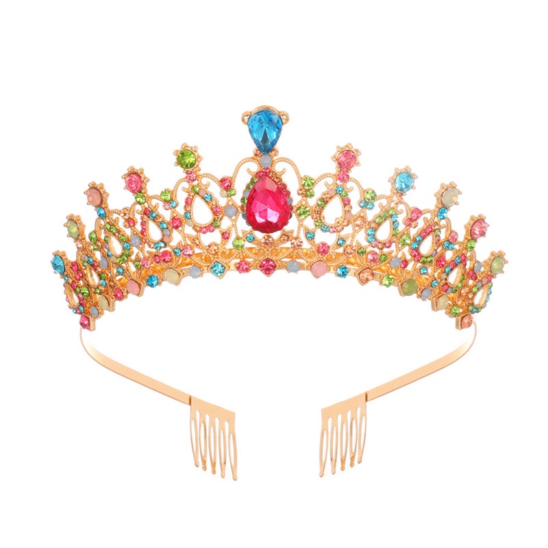 Tiara Mahkota Kristal Imitasi Tiara Dengan Sisir Bando Untuk Wanita Perempuan Pernikahan Prom Pesta Ulang Tahun Princess Vintage Brida