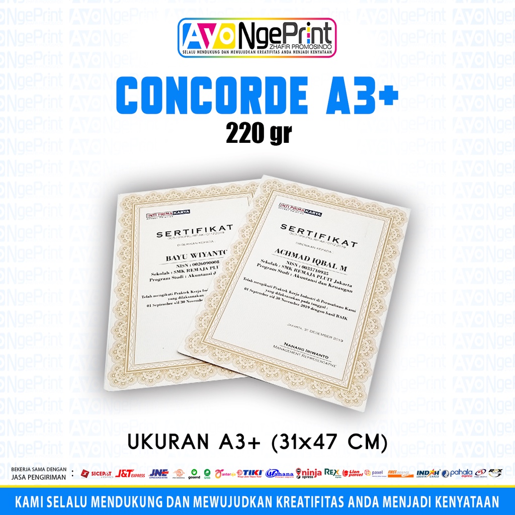 

Print Kertas Concorde A3+ 220 gr - FULL COLOR - 3 Lembar180
