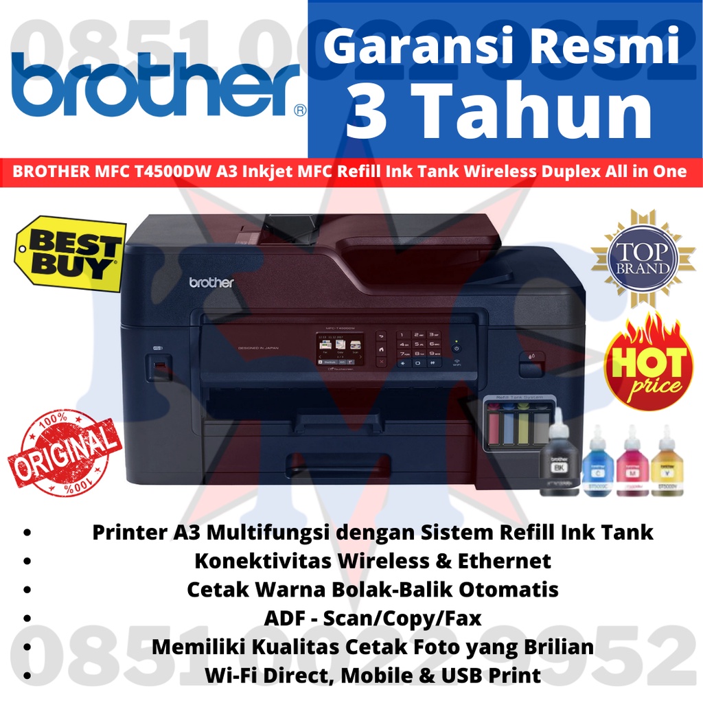 Printer Brother MFC T4500DW T 4500DW  T4500 DW Inkjet Printer A3 Wireless Duplex With ADF