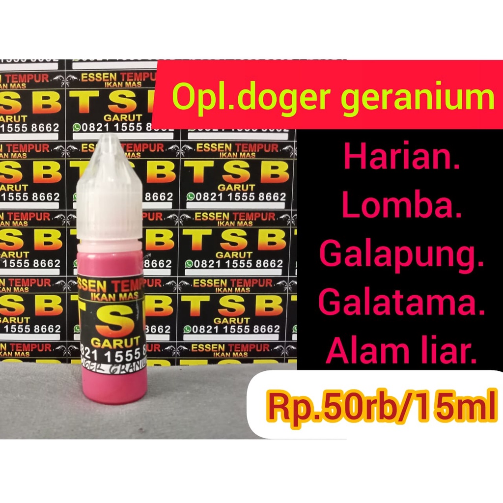 ⭐⭐⭐⭐⭐ESSEN IKAN MAS DOGER GERANIUM 15 ML/ESEN GACOR/ESSEN IKAN MAS HARIAN/ESSEN IKAN MAS LOMBA/ESEN 