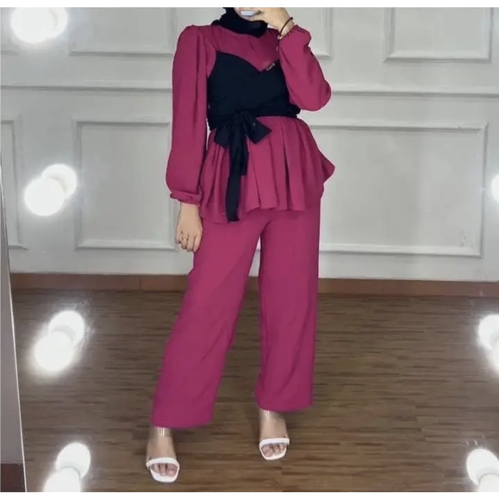 ONE SET TERMURAH LESTI SET / SETELAN WANITA ONESET CRINKLE/pakaian wanita/pakaian wanita kekinian/ setelan wanita kekinian/baju wanita/ atasan wanita