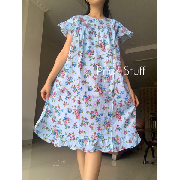 Daster Smoke Merlin Motif Lovely Flower