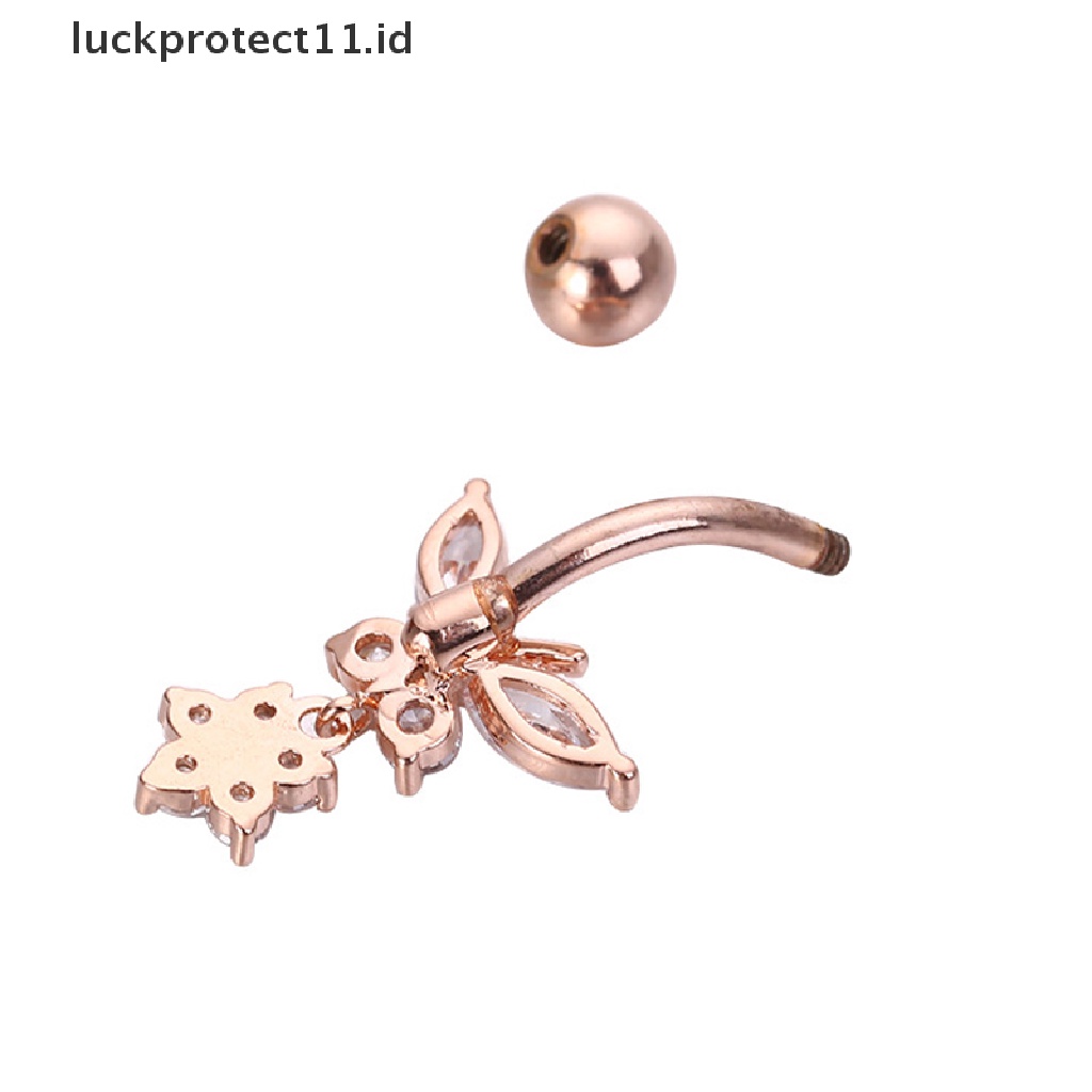 /Fashion Hot// Fashion// Kupu-Kupu Zirkon Bedah Baja Pusar Pusar Pusar Cincin Perhiasan Tubuh.
