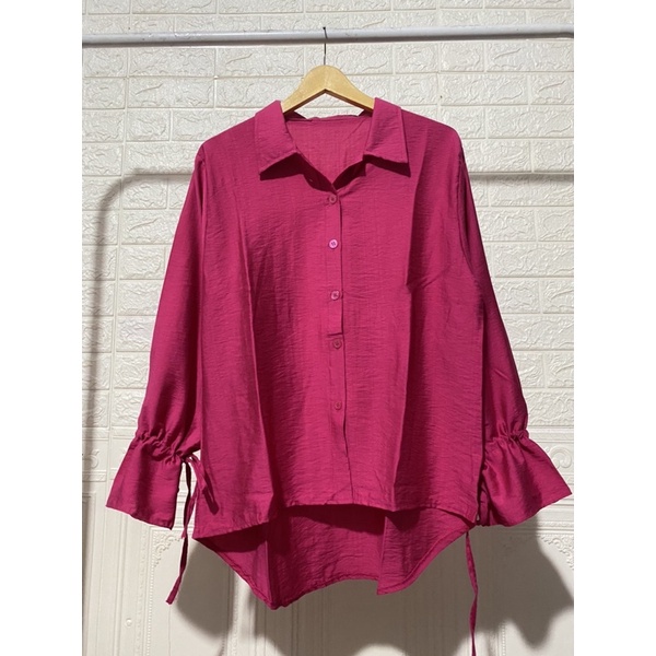 RAHEL SHIRT KEMEJA LINEN BASIC SHIRT KEMEJA WANITA KEMEJA POLOS OVERSIZED ATASAN JUMBO XXL