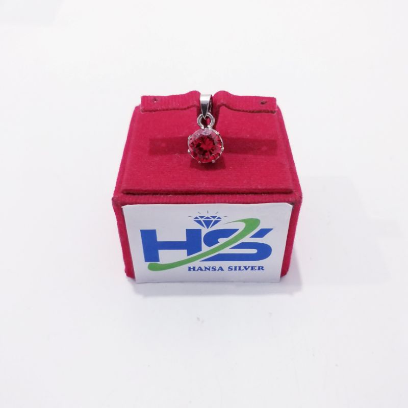 Liontin Perak Silver Asli 925 Lapis Putih Model Desi Batu Warna Biru Tosca Orangae Dan Pink - Liontin Perak Anti Karat