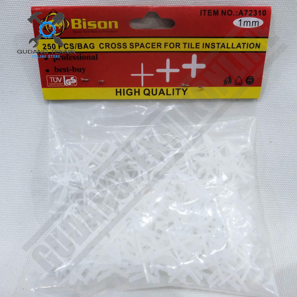 Tile Spacer 1mm 250pcs BISON A72310 / Pengatur Perata Jarak Keramik 1 mm - Leveling Spacer Keramik Granite BISON