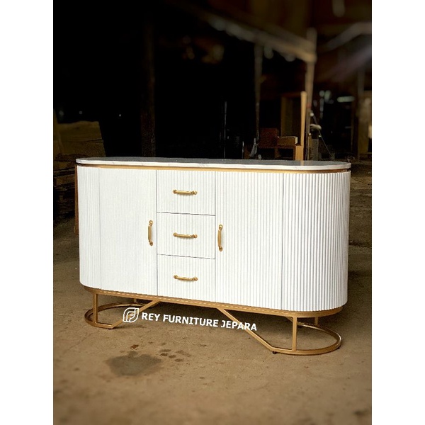 BUFET TV MINIMALIS SALUR KAKI BESI TOP CAT MOTIF MARMER, BUFET PAJANGAN MINIMALIS, RAK TV MINIMALIS 