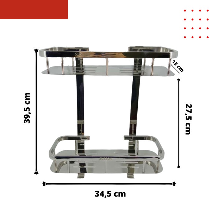 RAK SABUN STAINLES 2 SUSUN KAMAR MANDI SEGI 2 TINGKAT SUS 304 BATHROOM
