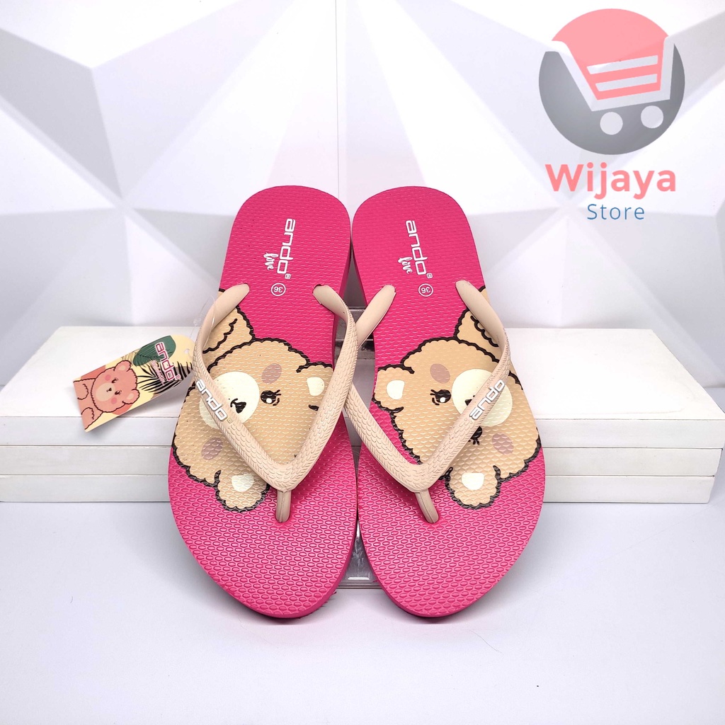 Ando Rossby Sandal Jepit Wanita Sendal Cewek Perempuan Ando Coco Bear